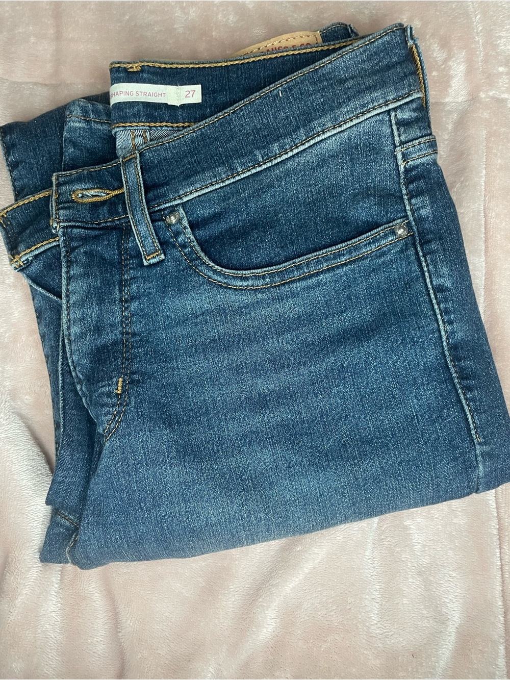 Levi's Women’s Shaping Straight Leg Jeans - Dark Blue Denim